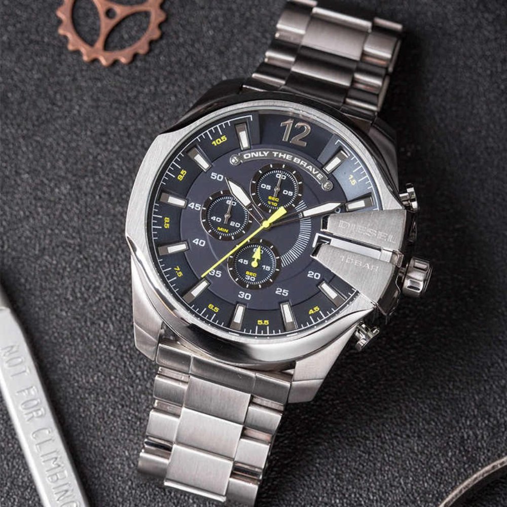 Diesel Mega Chief Silver Stainless Steel D…